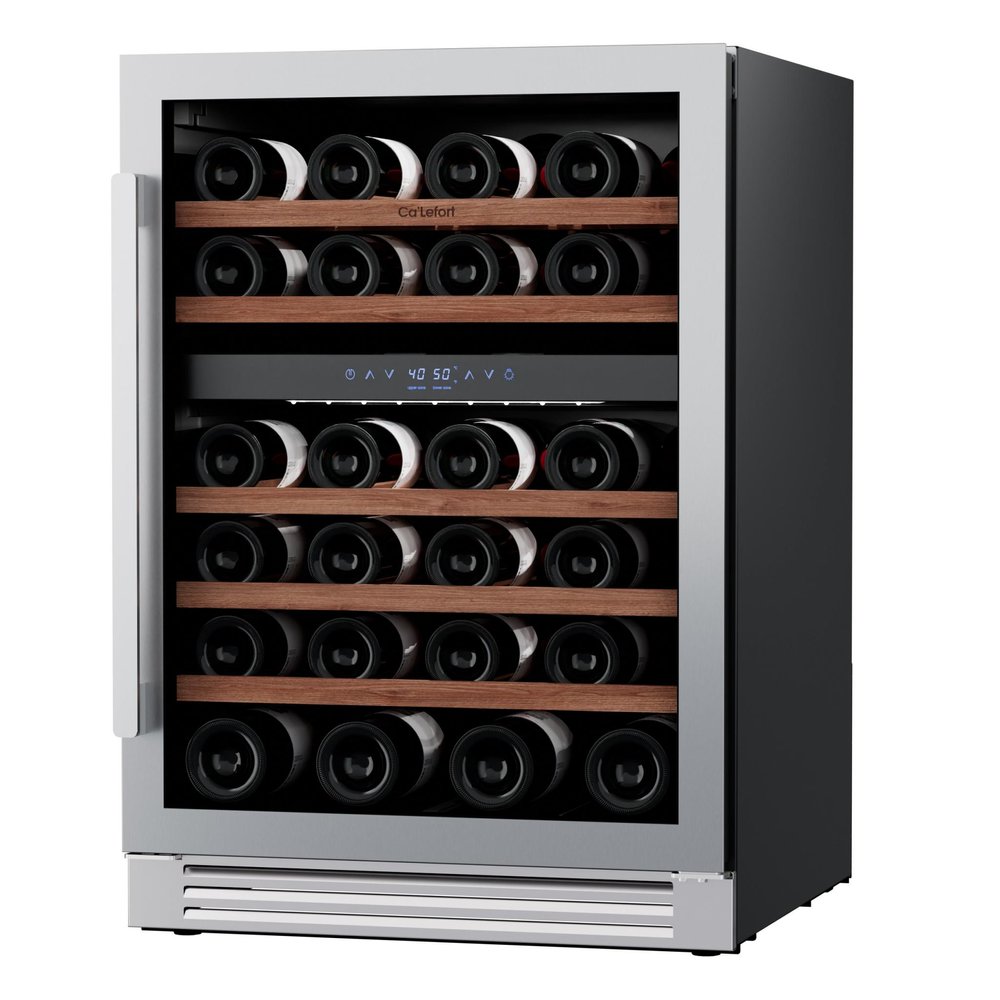 34" X 24" Clear and Silver Stainless Steel Dual Compartment Wine Refrigerator — view 3