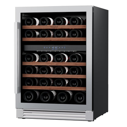 34" X 24" Clear and Silver Stainless Steel Dual Compartment Wine Refrigerator HomeRoots