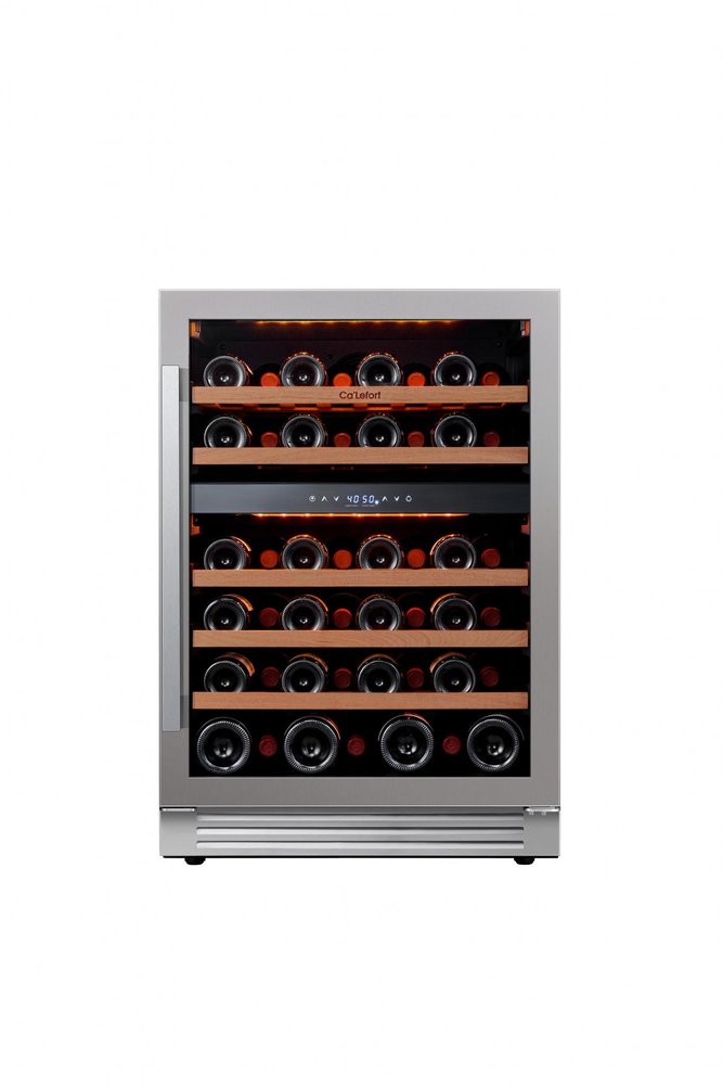34" X 24" Clear and Silver Stainless Steel Dual Compartment Wine Refrigerator — view 5
