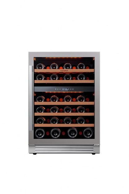 34" X 24" Clear and Silver Stainless Steel Dual Compartment Wine Refrigerator HomeRoots