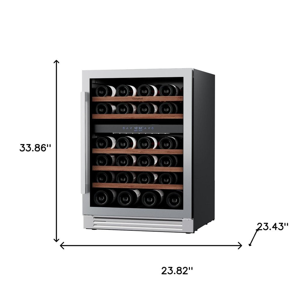 34" X 24" Clear and Silver Stainless Steel Dual Compartment Wine Refrigerator — view 7