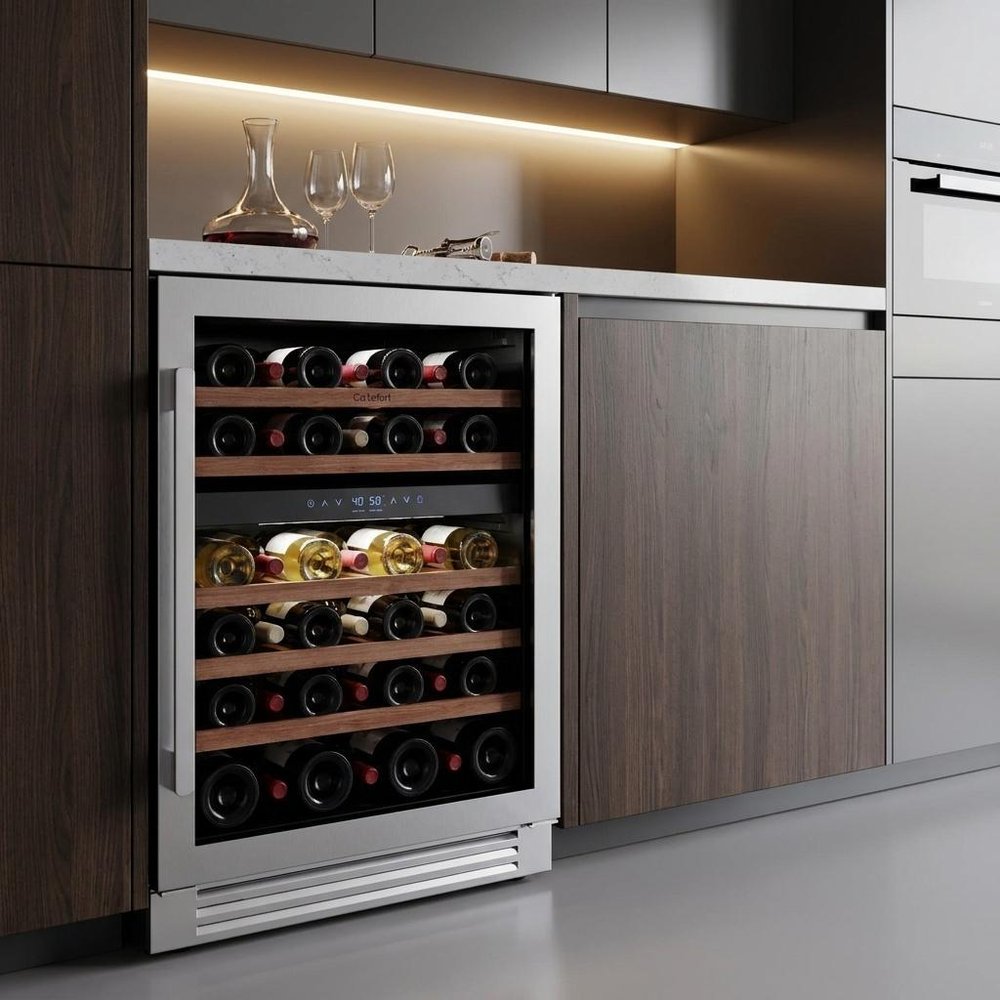 34" X 24" Clear and Silver Stainless Steel Dual Compartment Wine Refrigerator HomeRoots