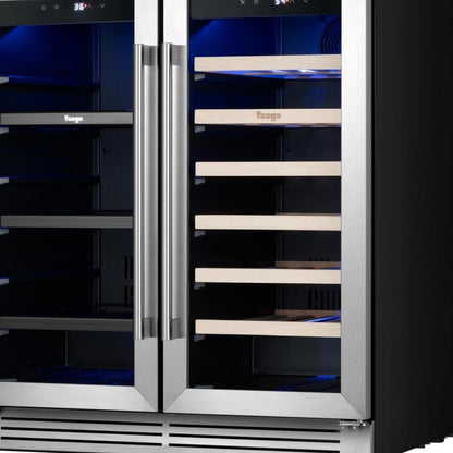 34" X 22" Silver And Black Metal Dual Compartment Wine And Beverage Refrigerator HomeRoots