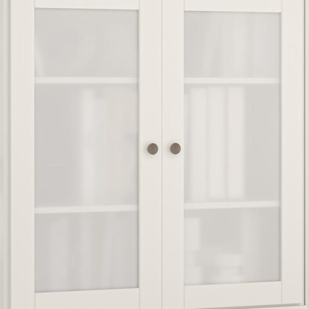 64" White Solid Wood Sideboard With Four Glass Doors — view 2