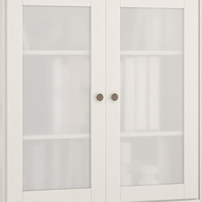 64" White Solid Wood Sideboard With Four Glass Doors