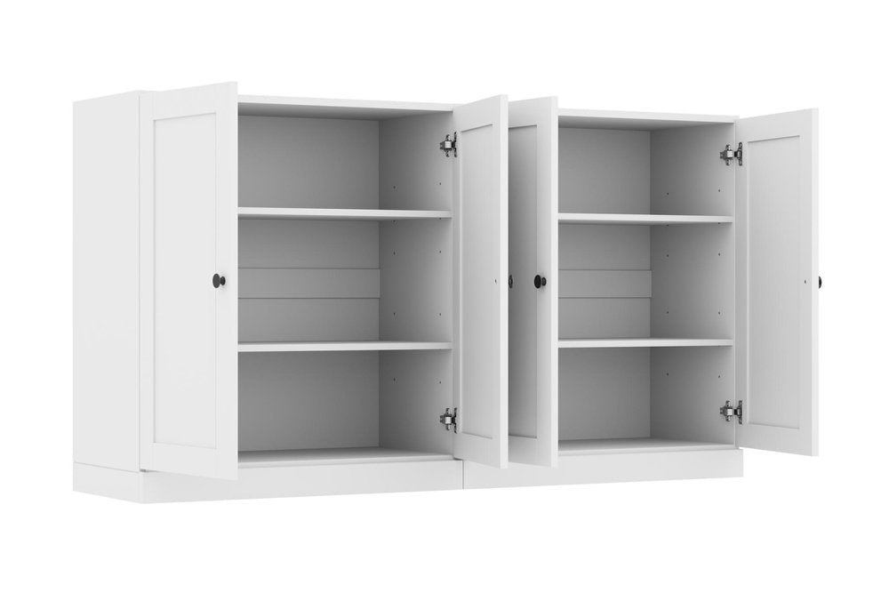 64" White Solid Wood Sideboard With Four Doors HomeRoots