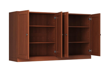 64" Coffee Solid Wood Sideboard With Four Doors HomeRoots