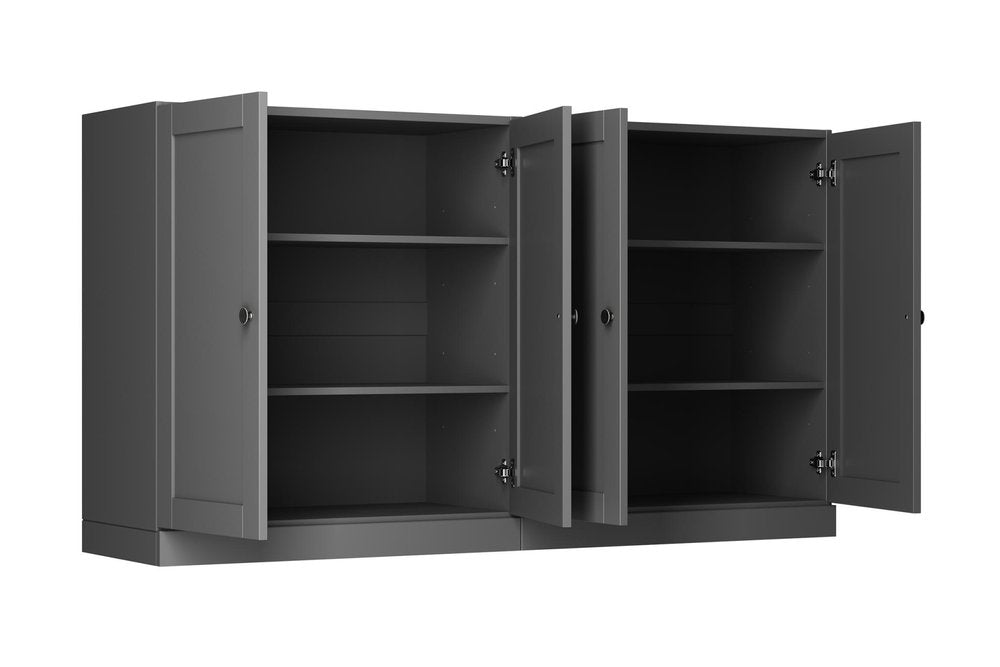 64" Gray Solid Wood Sideboard With Four Doors HomeRoots