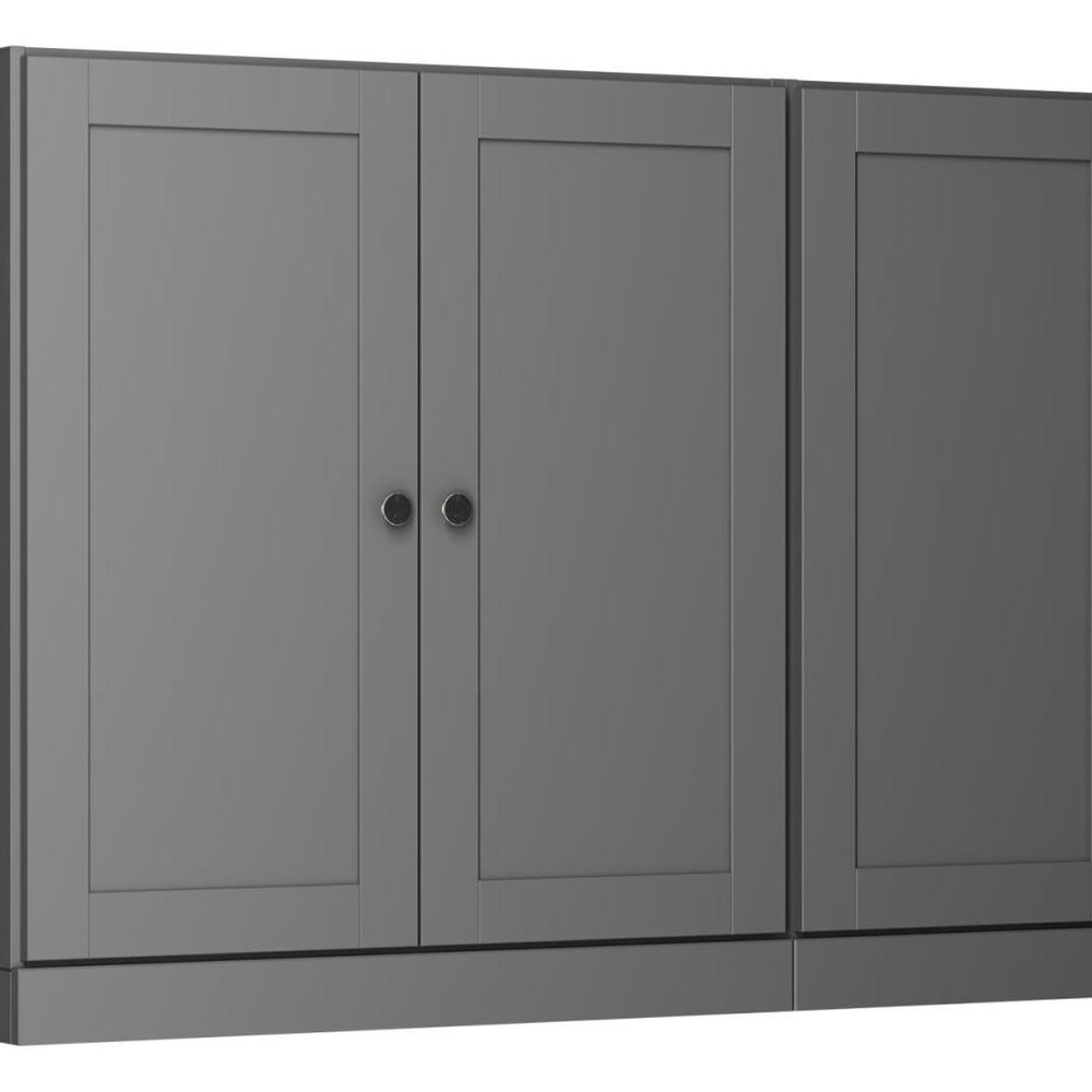 64" Gray Solid Wood Sideboard With Four Doors — view 3