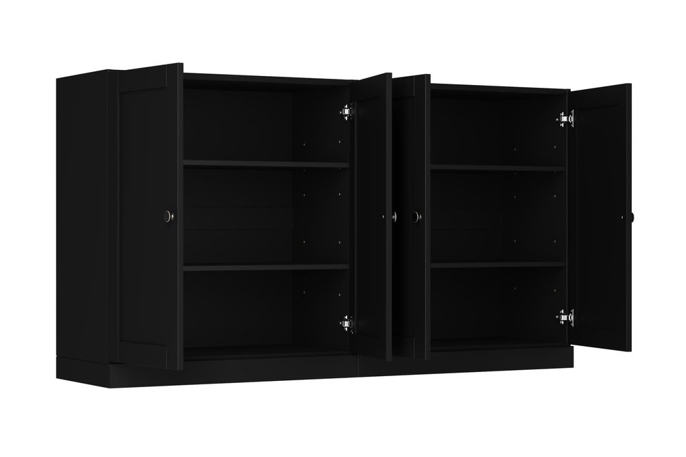 64" Black Solid Wood Sideboard With Four Doors — view 2