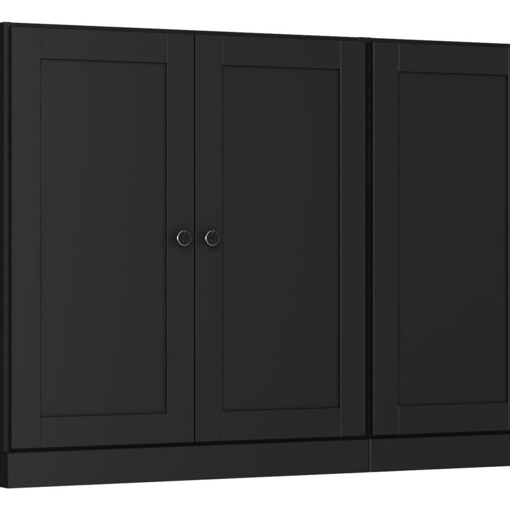 64" Black Solid Wood Sideboard With Four Doors — view 3