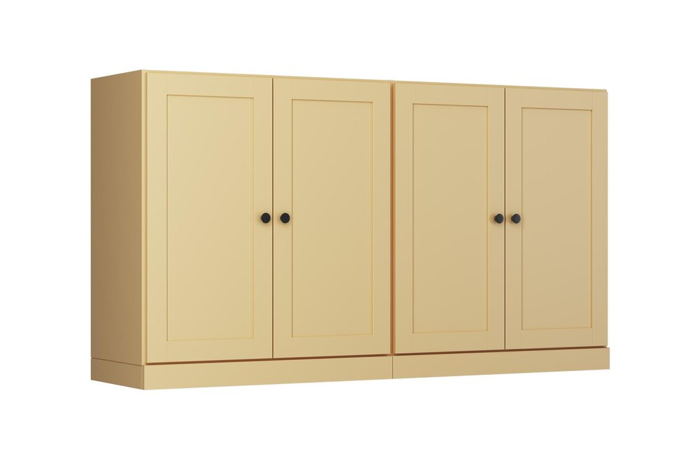 64" Yellow Solid Wood Sideboard With Four Doors — view 1