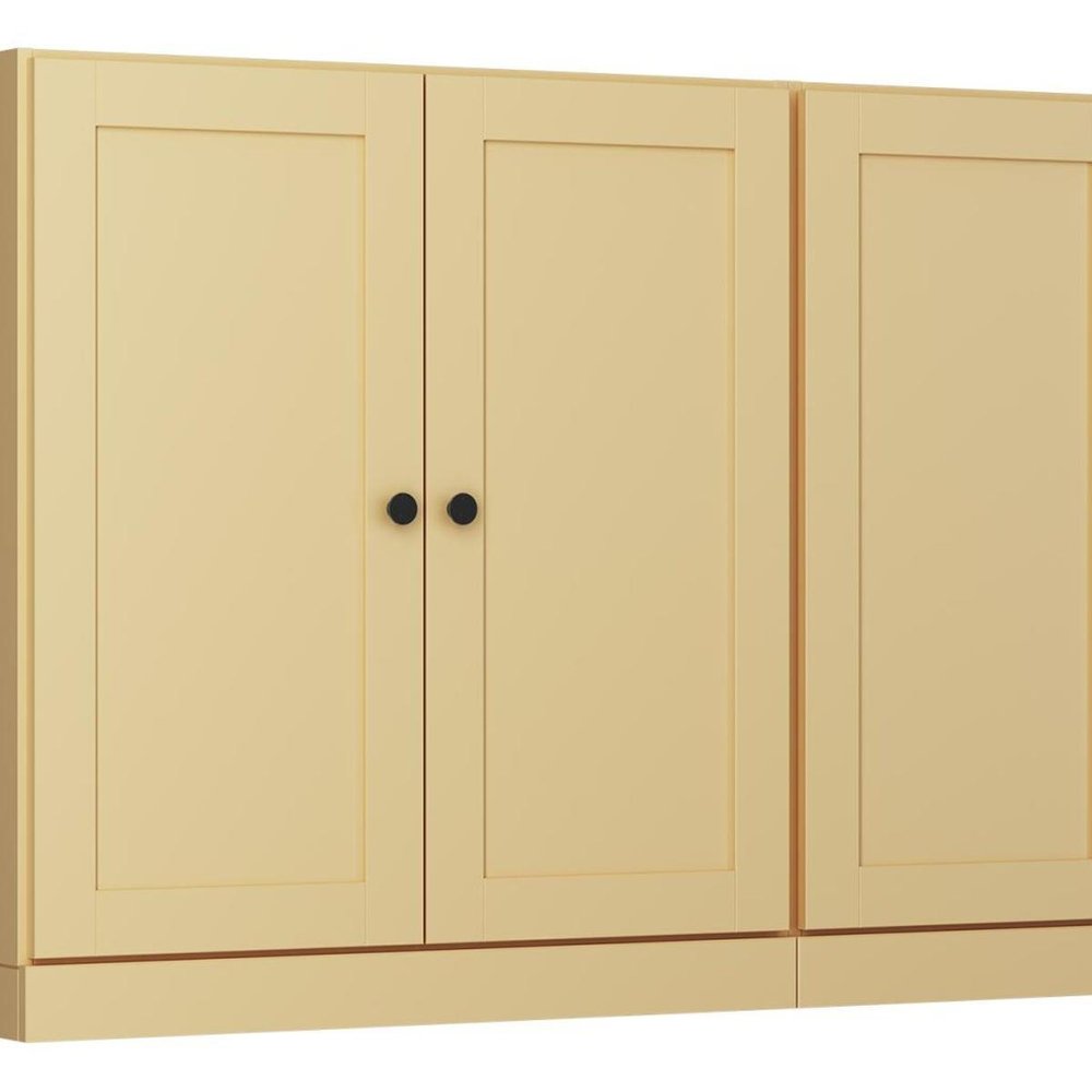 64" Yellow Solid Wood Sideboard With Four Doors — view 3
