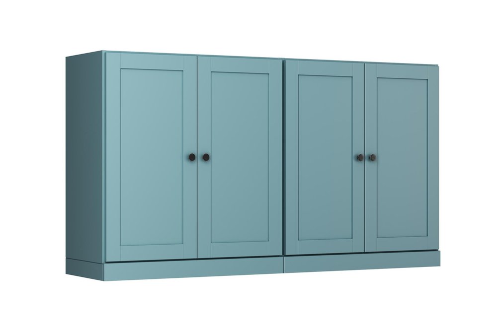 64" Aqua Solid Wood Sideboard With Four Doors HomeRoots