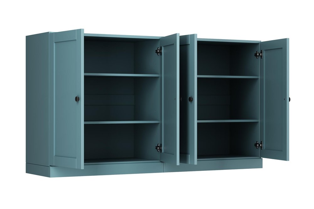 64" Aqua Solid Wood Sideboard With Four Doors — view 2
