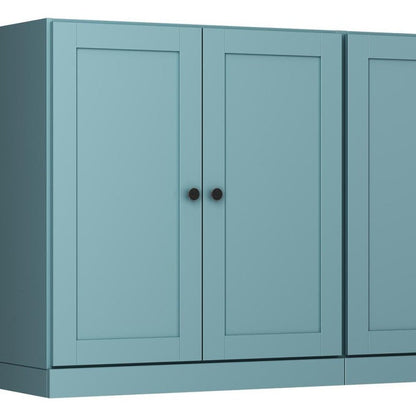 64" Aqua Solid Wood Sideboard With Four Doors HomeRoots