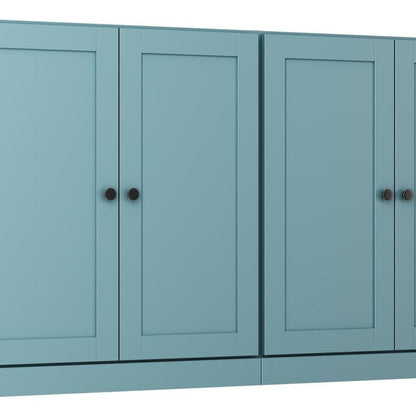 64" Aqua Solid Wood Sideboard With Four Doors