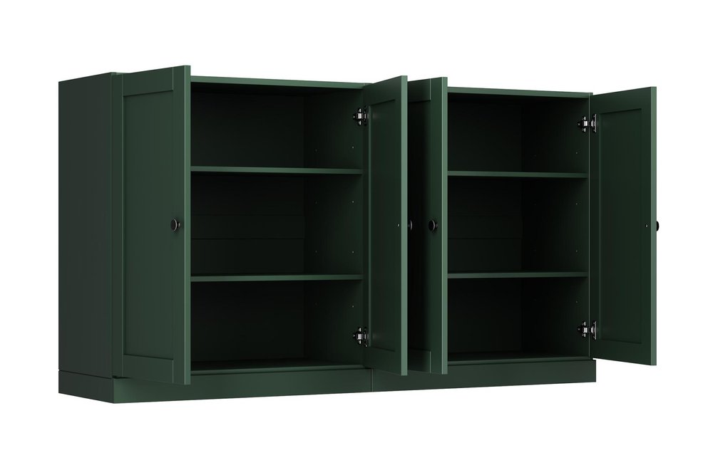 64" Green Solid Wood Sideboard With Four Doors — view 2