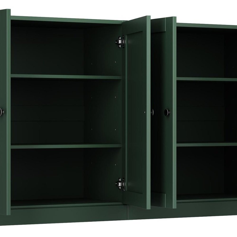 64" Green Solid Wood Sideboard With Four Doors — view 5