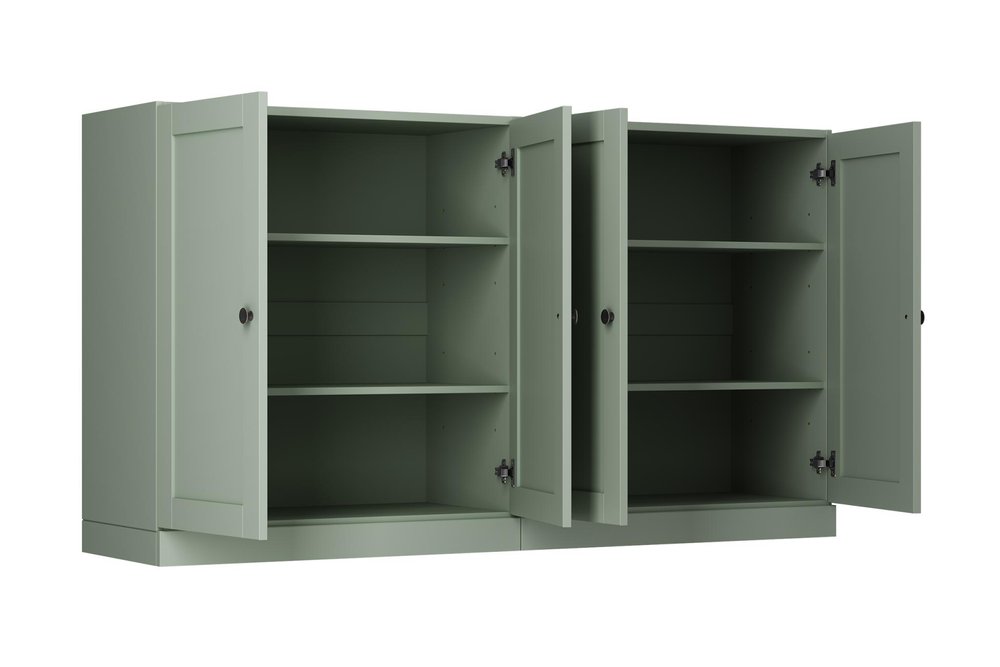 64" Sage Solid Wood Sideboard With Four Doors — view 2