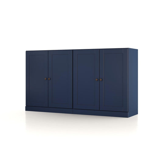 64" Navy Blue Solid Wood Sideboard With Four Doors