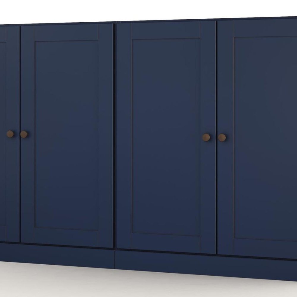 64" Navy Blue Solid Wood Sideboard With Four Doors