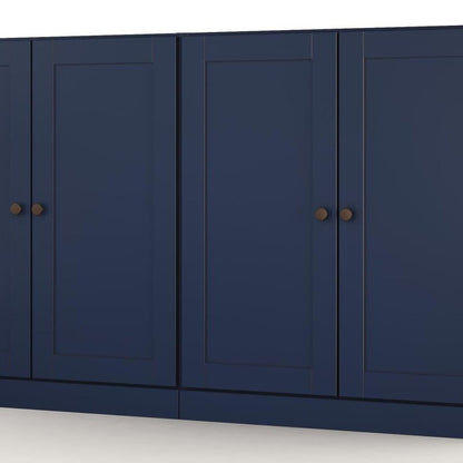 64" Navy Blue Solid Wood Sideboard With Four Doors
