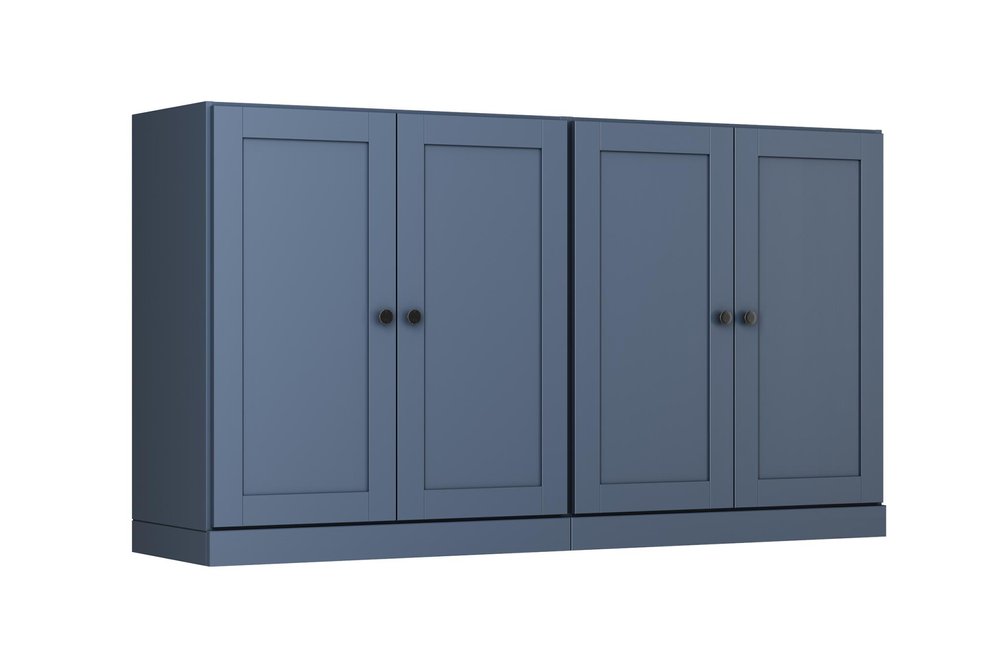 64" French Blue Solid Wood Sideboard With Four Doors HomeRoots