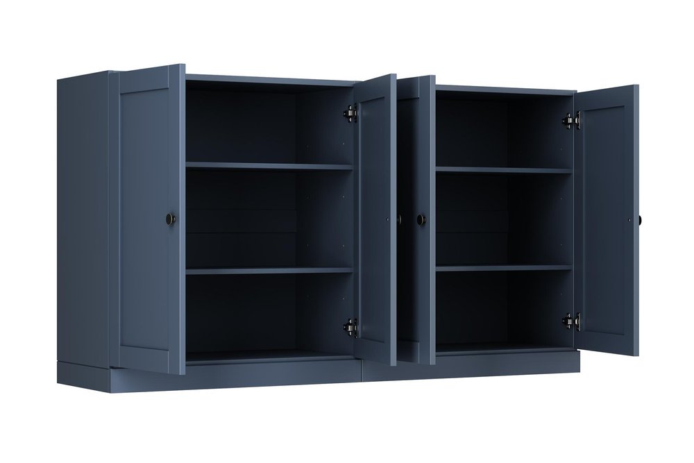 64" French Blue Solid Wood Sideboard With Four Doors HomeRoots