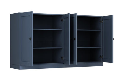 64" French Blue Solid Wood Sideboard With Four Doors HomeRoots