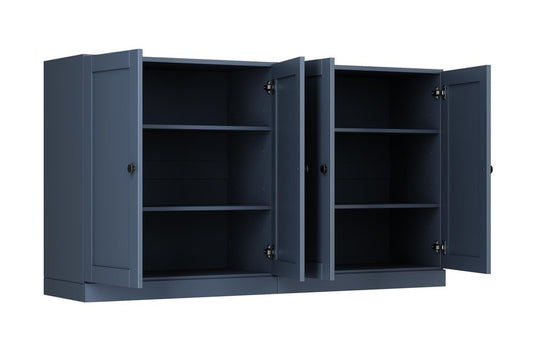 64" French Blue Solid Wood Sideboard With Four Doors
