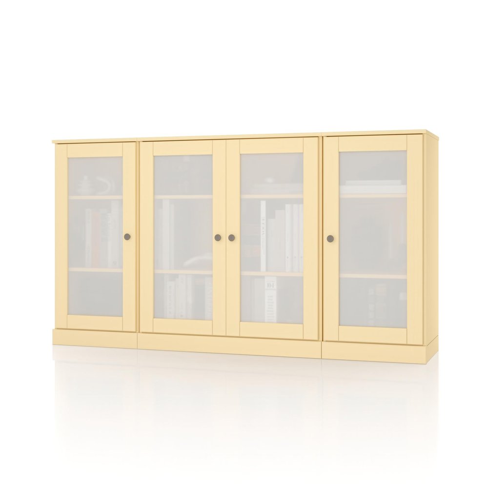 65" Yellow Solid Wood Sideboard With Four Glass Doors — view 1