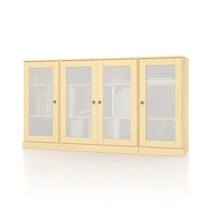 65" Yellow Solid Wood Sideboard With Four Glass Doors HomeRoots