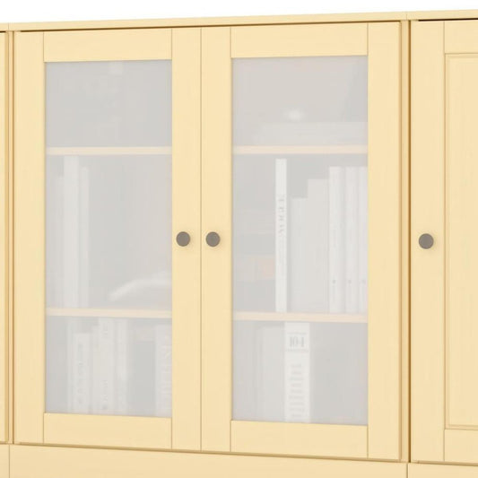 65" Yellow Solid Wood Sideboard With Four Glass Doors