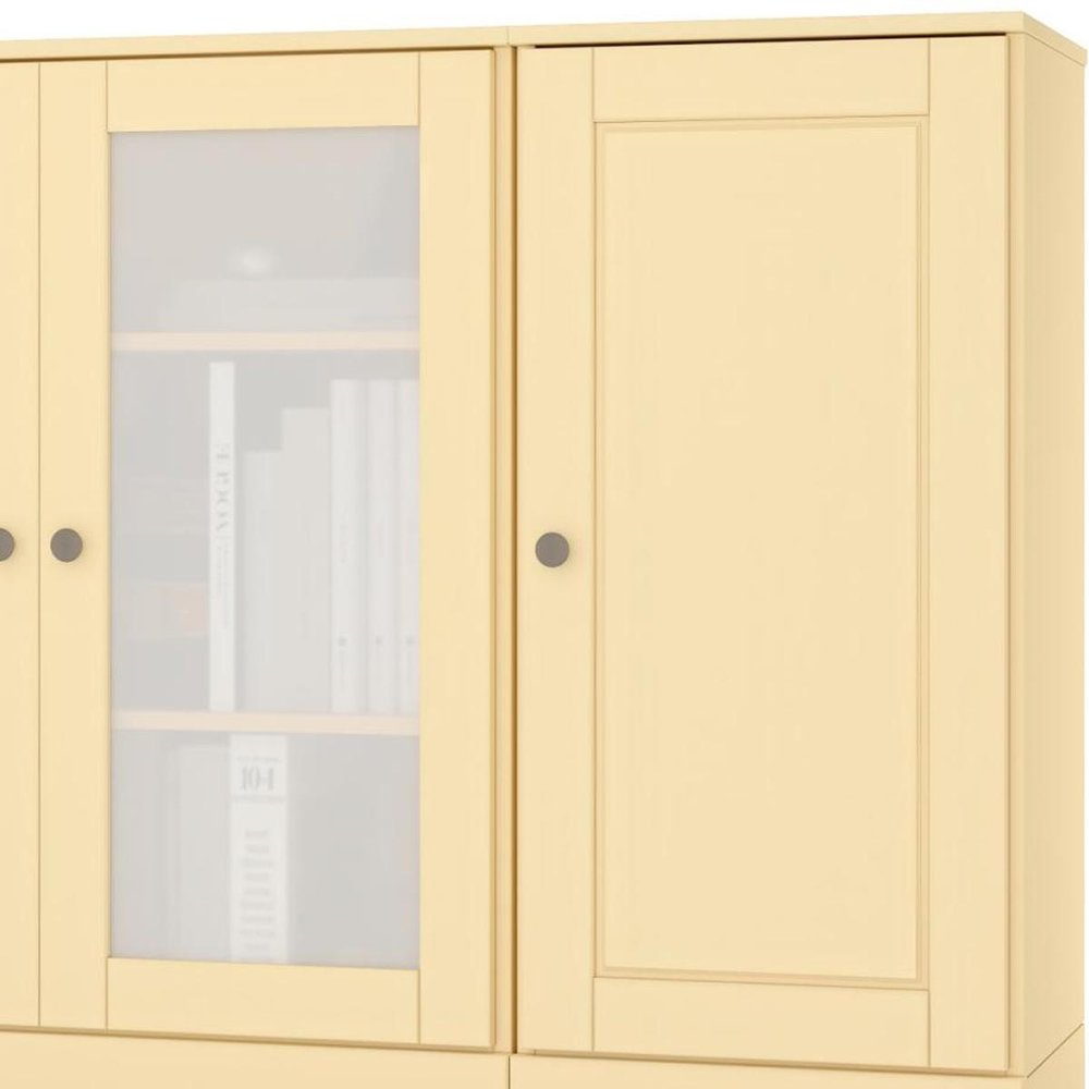 65" Yellow Solid Wood Sideboard With Four Glass Doors — view 3