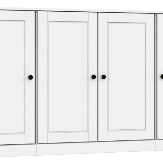 65" White Solid Wood Sideboard With Four Glass Doors