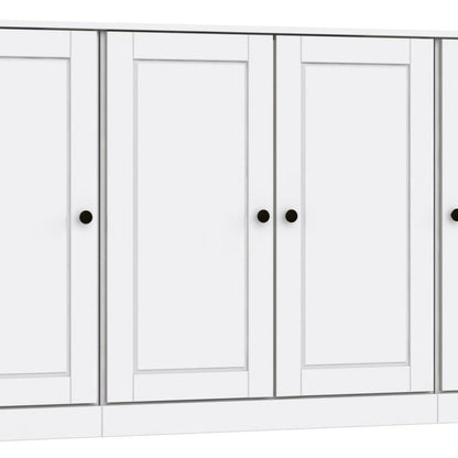 65" White Solid Wood Sideboard With Four Glass Doors HomeRoots