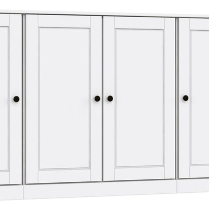 65" White Solid Wood Sideboard With Four Glass Doors HomeRoots