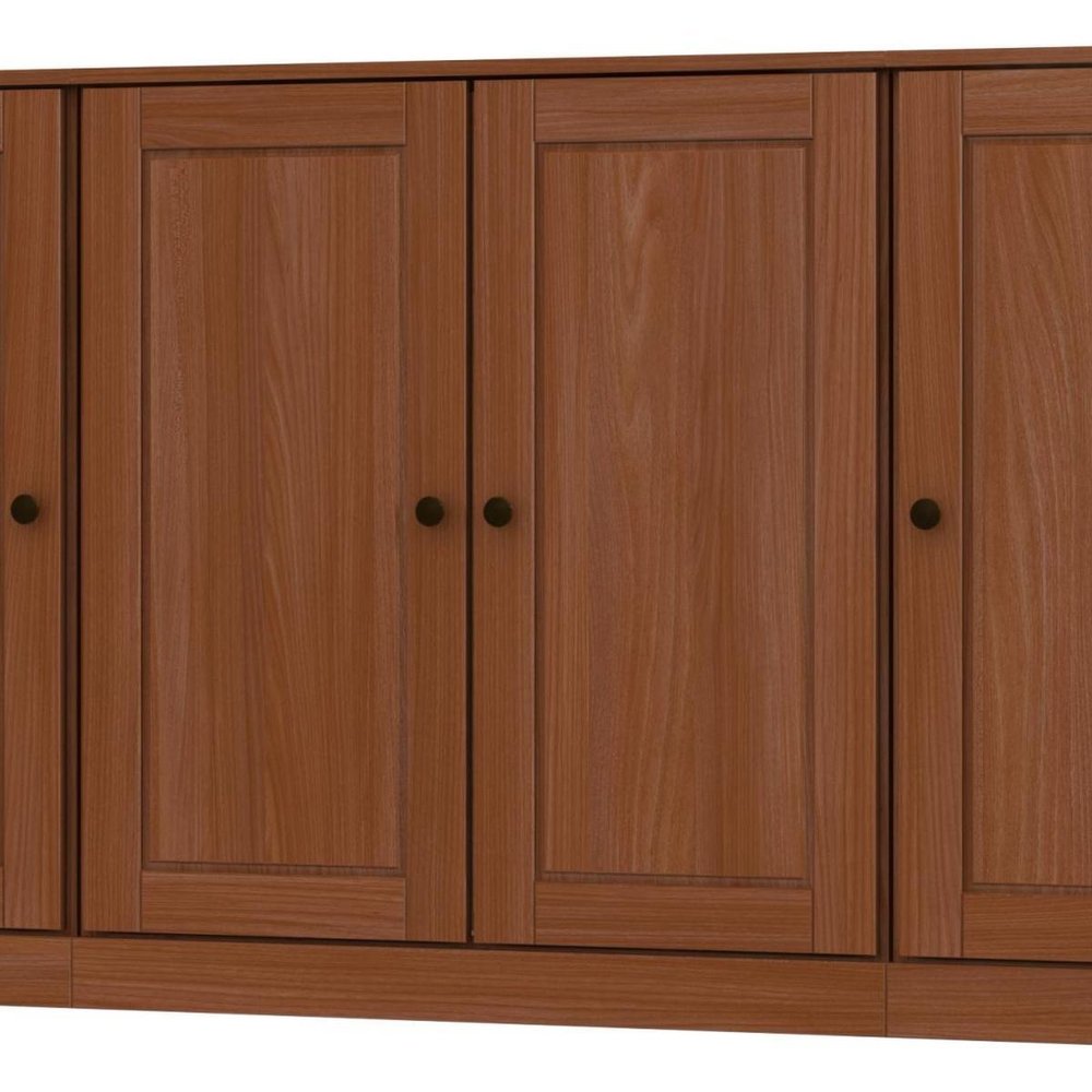 65" Coffee Solid Wood Sideboard With Four Glass Doors — view 2
