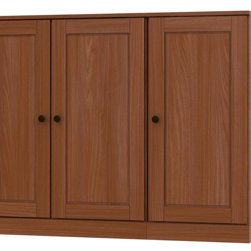 65" Coffee Solid Wood Sideboard With Four Glass Doors — view 3