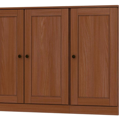 65" Coffee Solid Wood Sideboard With Four Glass Doors
