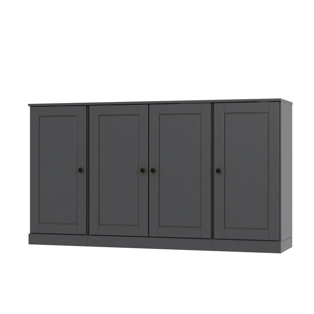 65" Gray Solid Wood Sideboard With Four Glass Doors — view 1
