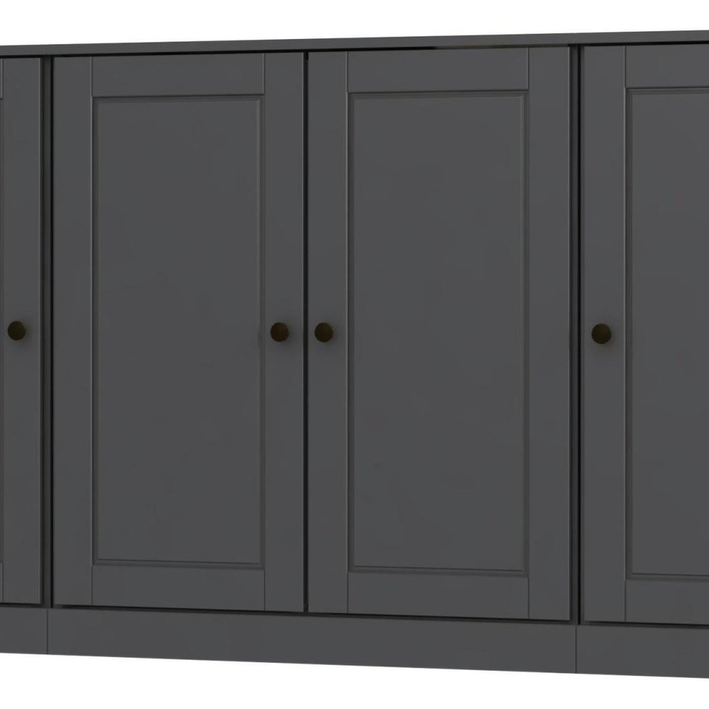 65" Gray Solid Wood Sideboard With Four Glass Doors — view 2