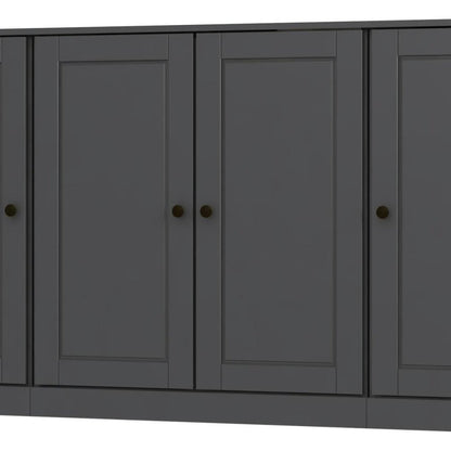 65" Gray Solid Wood Sideboard With Four Glass Doors HomeRoots