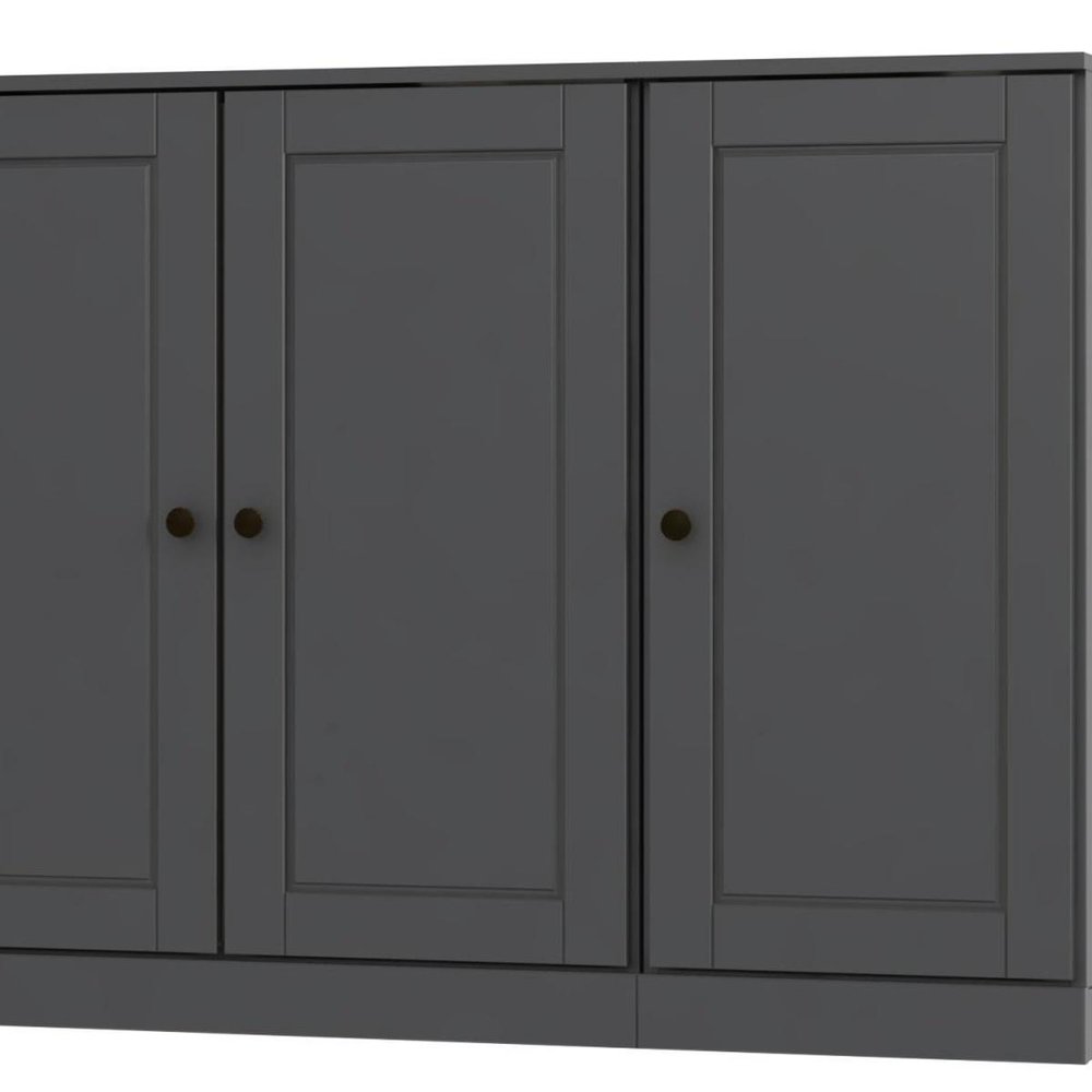 65" Gray Solid Wood Sideboard With Four Glass Doors — view 3