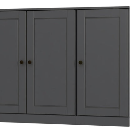 65" Gray Solid Wood Sideboard With Four Glass Doors HomeRoots