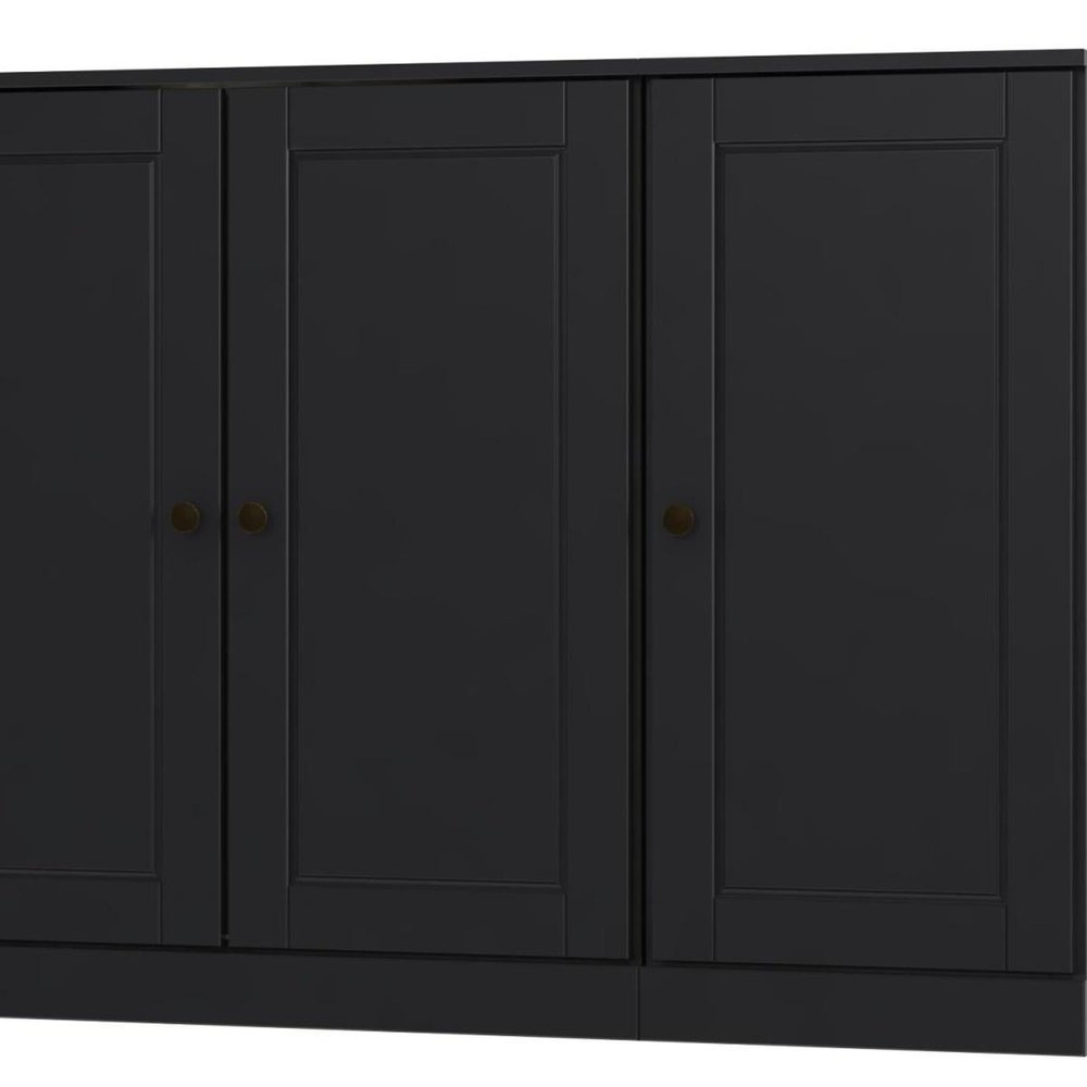 65" Black Solid Wood Sideboard With Four Glass Doors — view 3