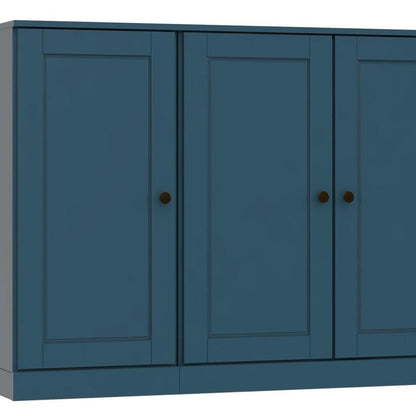 65" Teal Blue Solid Wood Sideboard With Four Glass Doors HomeRoots