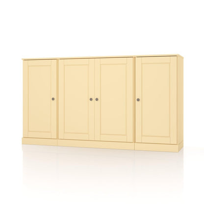 65" Yellow Solid Wood Sideboard With Four Glass Doors HomeRoots