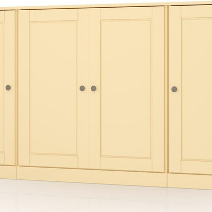 65" Yellow Solid Wood Sideboard With Four Glass Doors